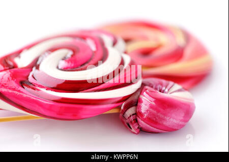 Colourful sweet lollipops on white background Stock Photo
