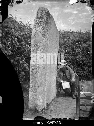 Photograph of the Rök Stone in Sweden, a Viking Age rune stone with ...