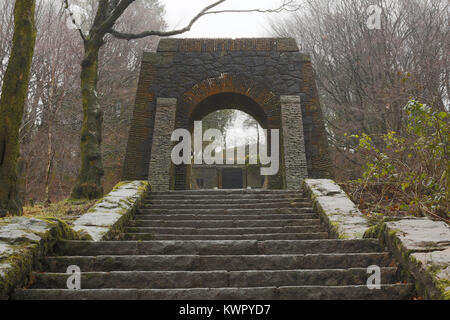 Steps and an archway in The terraced Gardens, Rivington, near Horwich and Chorley, Lancashire. Stock Photo