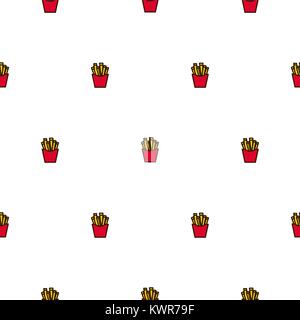 French fries fast food seamless vector icon pattern. Stock Vector