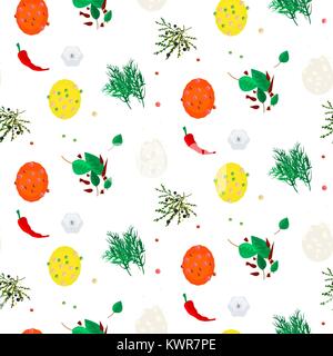 Hot spices vector seamless pattern. Stock Vector