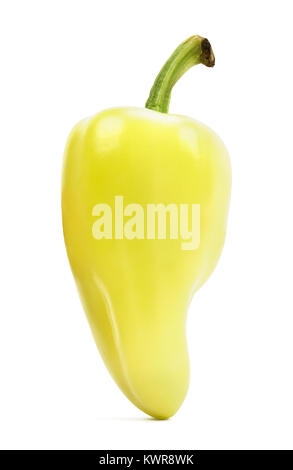 Isolated Yellow Jalapeño Chile Pepper On White. Stock Photo