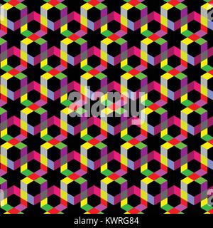 bstract cube pattern. Colorful design, geometric 3d vector wallpaper, cube pattern background. Stock Vector