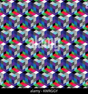 abstract cube pattern. Colorful design, geometric 3d vector wallpaper, cube pattern background. Stock Vector