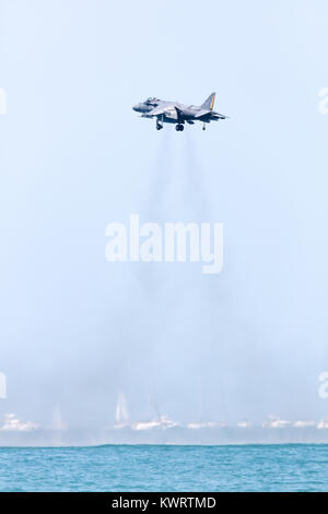 USA, Chicago - August 19: U.S. Marine Corps AV-8B Harrier aircraft performing at Chicago Air and Water Show, on August 19, 2017 Stock Photo