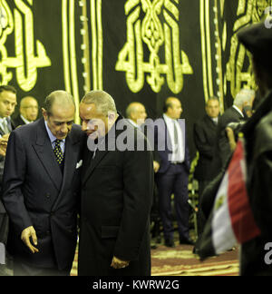 January 4, 2018 - Condolences are offered to late journalist and writer Ibrahim Nafie at the Mosque Omar Makram in central Cairo in the presence of the journalists and media director Ahmed Mousa, Gamal Mubarak, son of former President Mohamed Hosni Mubarak, Zakaria Azmi, Samy Annan, and Hassan Hamdi, president of the Egyptian Al-Ahly Sporting Club. Nafea died on Sunday at the age of 84. He had worked as deputy editor-in-chief and editor-in-chief of the Al-Ahram daily newspaper paper, and had written a number of books, including Riyah Al-demokratiya (Wind of Democracy) and Sanawat Al-Khatar (C Stock Photo