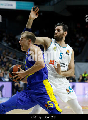 Players basketball Rudy Fernandez during Real Madrid vs Maccabi Euroleague basketball match in Madrid, Spain on Friday 05 January 2018. Stock Photo