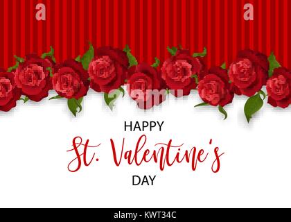 Realistic red rose valentines card Stock Vector