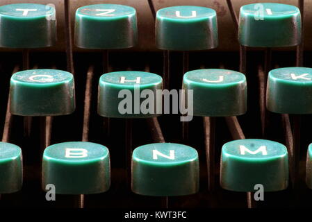Partial view of an old typewriter.Close up of the keys. Stock Photo