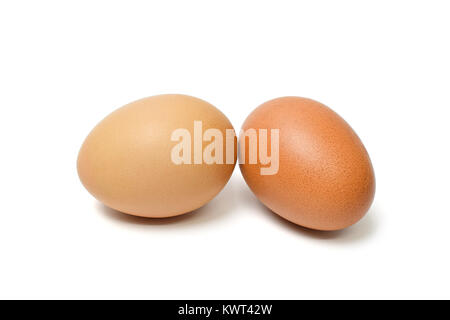 Two brown chicken egg isolated on a white background Stock Photo