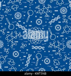 Seamless pattern with variety scientific, education elements. Design for banner, poster or print. Stock Vector