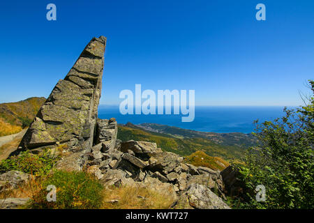 Triangular shaped rock in Beigua National Geopark, Liguria , Italy Stock Photo