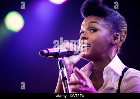 The American soul and R&B singer Janelle Monáe performs a live concert at the Arena Stage at Roskilde Festival 2012. Denmark 05.07 2012. Stock Photo