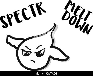 Spectr Meltdown attac ghost icon. Sketched by hand. Emotional face series. Stock Vector