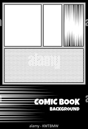 Comic book pop art monochrome mock up Stock Vector