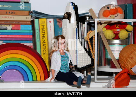 A Science Barbie Doll pictured at a home in Chichester, West Sussex, UK. Stock Photo