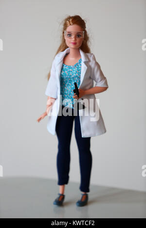 A Science Barbie Doll pictured at a home in Chichester, West Sussex, UK. Stock Photo