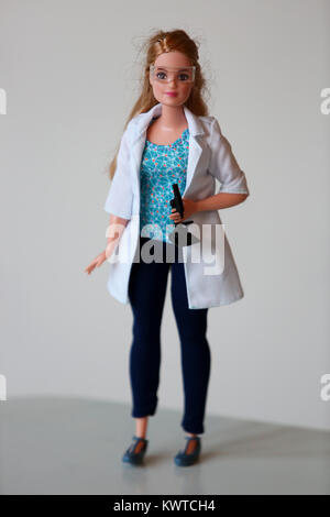 A Science Barbie Doll pictured at a home in Chichester, West Sussex, UK. Stock Photo