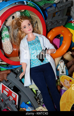 A Science Barbie Doll pictured at a home in Chichester, West Sussex, UK. Stock Photo