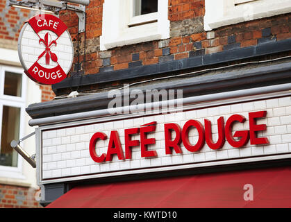 Cafe Rouge store sign in Wimbledon village, London, England Stock Photo