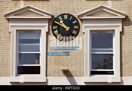 Clock, High Street, Wimbledon, London UK Stock Photo