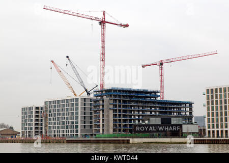 Construction at the Royal Wharf in London, England. Luxury flats and apartments are being built. Stock Photo