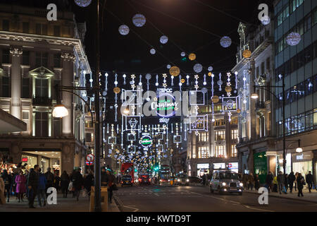 LONDON, ENGLAND - December 18 , 2017 Christmas Lights at Regent Street Stock Photo