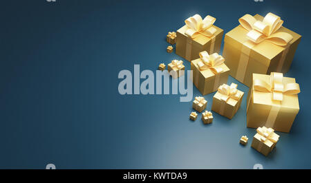 Gift boxes for christmas or birthday, illustration render 3d Stock Photo