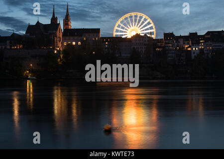 Basel switzerland cityscape at autumn fair