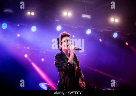 The popular and award-winning Danish singer and songwriter Marie Key performs a live concert at Roskilde Festival 2013. Denmark, 05/07 2013. Stock Photo