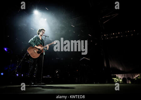 The popular and award-winning Danish singer and songwriter Marie Key performs a live concert at Roskilde Festival 2013. Denmark, 05/07 2013. Stock Photo