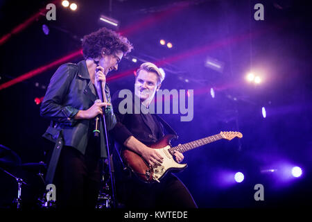 The popular and award-winning Danish singer and songwriter Marie Key performs a live concert at Roskilde Festival 2013. Denmark, 05/07 2013. Stock Photo