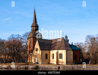 Fors church seen from Köpmangatan in Eskilstuna. Stock Photo