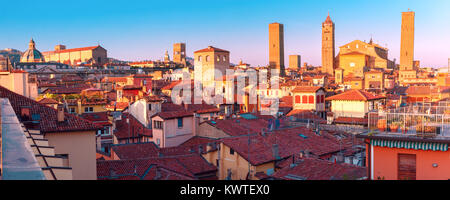 Aerial view of towers and roofs in Bologna, Italy Stock Photo
