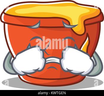 Crying honey character cartoon style Stock Vector