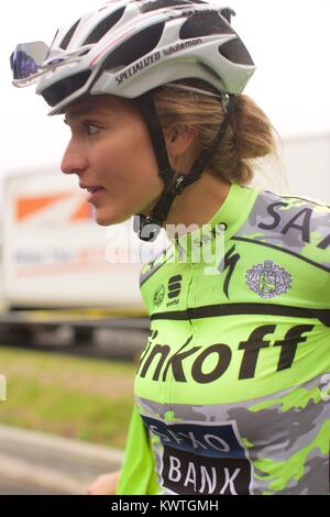 Katarina Sagan at the start of a group ride for the Amgen Tour of Stock