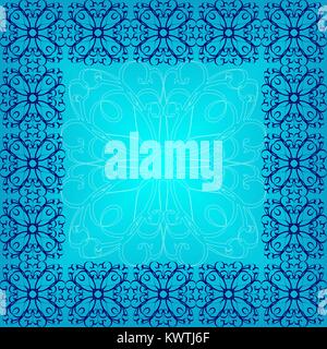 Ornament of lines and spirals on a blue background Stock Vector