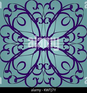 Ornament of lines and spirals on a green background Stock Vector