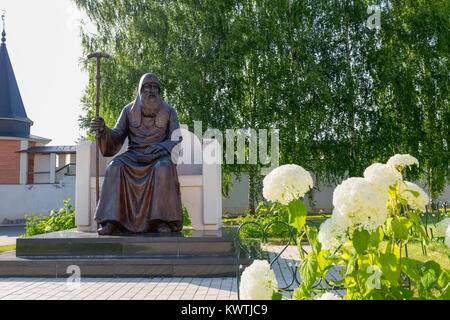 STARITSA, RUSSIA - AUGUST 13, 2017: The monument to St. Job in the Holy Dormition Monastery in Staritsa, Tverskaya oblast Stock Photo