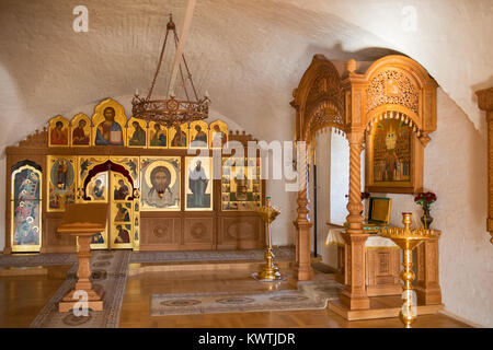 STARITSA, RUSSIA - AUGUST 13, 2017: Interior Vvedensky temple Staritsky Holy Assumption Monastery in city Staritsa, Tver region Stock Photo
