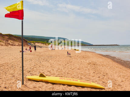 Surf rescue, Inverness beach, Inverness County, Cape Breton Island, Nova Scoatia, Canada. West coast of Cape Breton Island on the Gulf of St Lawrence Stock Photo