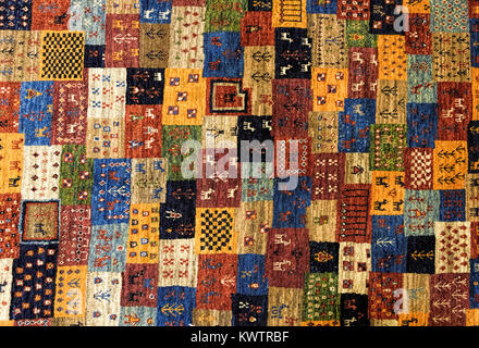 Pieces of colorful patterned carpets as backgrounds Stock Photo