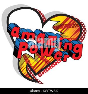Amazing Power - Comic book style word on abstract background. Stock Vector