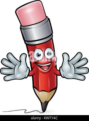 Cartoon Pencil Character  Stock Vector