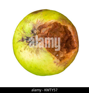 An Isolated Rotten Green Apple On A White Background Stock Photo