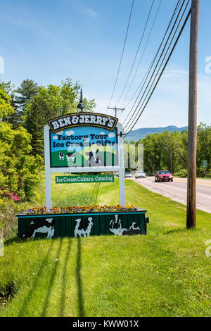 Ben and Jerry's ice cream manufacturing headquarters in Waterbury, Vermont, USA. Ben & Jerry's manufactures ice cream and frozen yogurt. Stock Photo