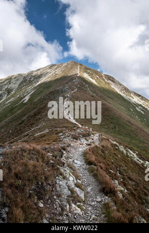 second highest peak of Western Tatras mountains in Slovakia - Jakubina on Otrhance mountain ridge Stock Photo