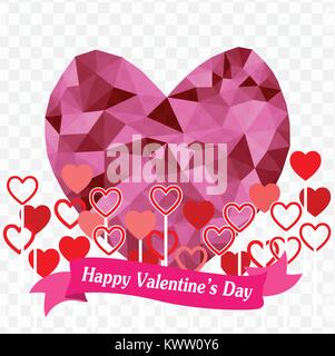 Happy valentine,s day Abstract geometric Polygon heart background Colorful mosaic pattern.Vector illustration Stock Vector