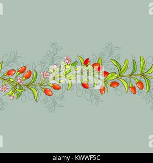 goji berries vector seamless pattern on color background Stock Vector