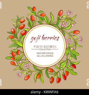 goji berries vector frame on color background Stock Vector